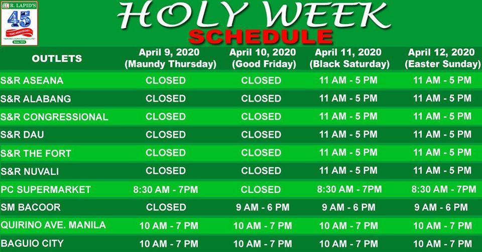 HOLY WEEK SCHEDULE